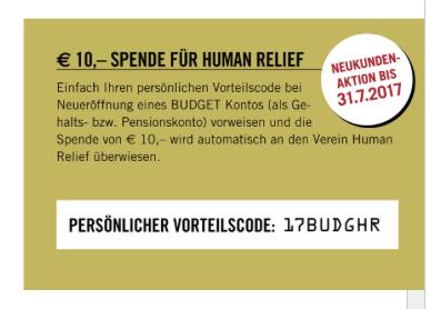 Bawag-Spende für Human Relief