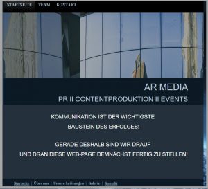 Ein Blick auf die „Website“ von AR Media