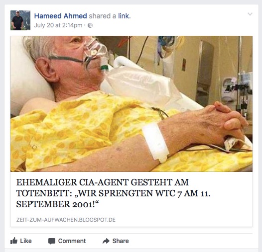 Facebookposting 9/11